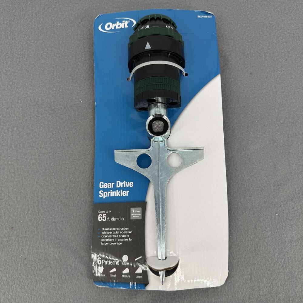 Orbit Gear Drive Sprinkler on Metal Spike 6 Pattern Adjustable Lawn Sprinkler
